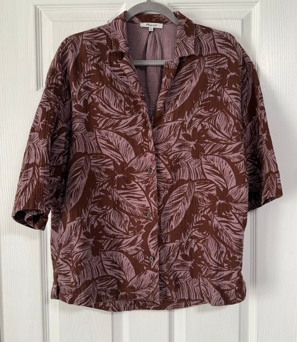 Madewell Women's Cotton Gauze Leaf Print Oversized Top Size XS